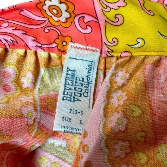 Vintage 1960s Beverly Vogue Wrap Tie Maxi Skirt Mod Orange Paisley Women’s Large - Picture 3 of 4